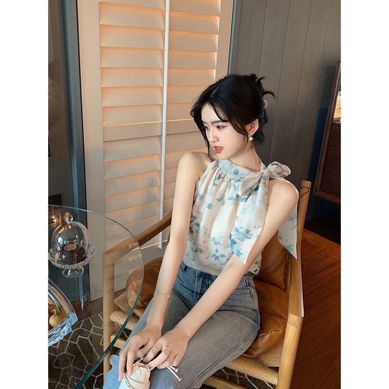 Áo Voan Hoa Phối Nơ Thời Trang Mùa Hè Pháp Dành Cho Nữ