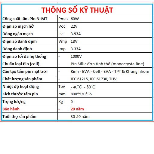 Tấm Pin năng lượng mặt trời đơn tinh thể Mono 60W tặng điều khiển sạc PWM (sạc cho hệ acquy 12V/24V) + kẹp bình acquy