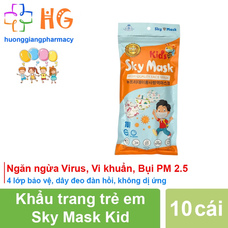 Khẩu trang trẻ em Sky mask kid KF94 4D chống bụi mịn và kháng khuẩn quai