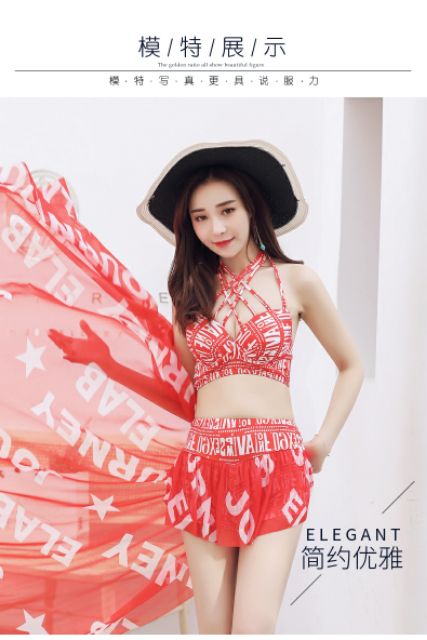 (Sẵn) Bộ đồ bơi tắm biển nữ Bikini 3 mảnh kín đáo gợi cảm | BigBuy360 - bigbuy360.vn