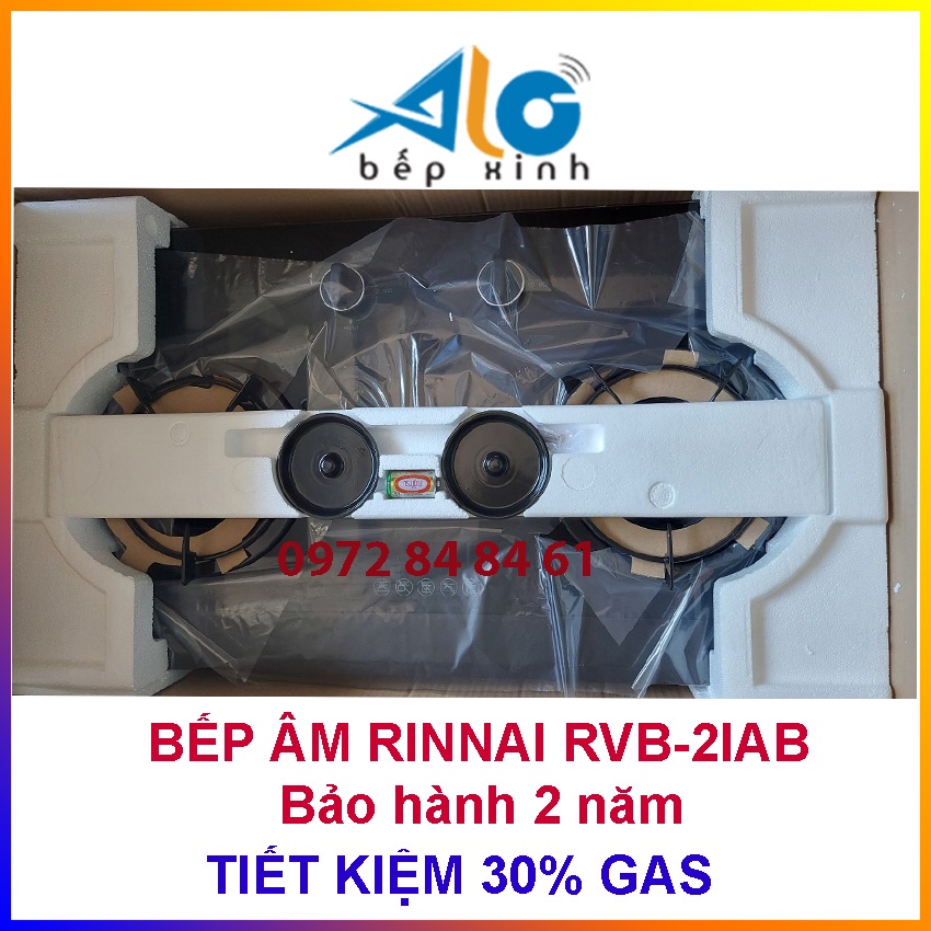 BẾP GAS ÂM RINNAI RVB-2I(AB) -  RVB-2IAB - Tiết kiệm 30% gas - Ngắt gas tự động - HÀNG CHÍNH HÃNG - Alo Bếp Xinh