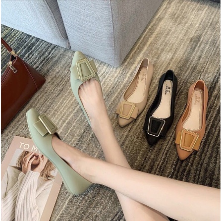 Giày Búp Bê Mũi Nhọn Có Nơ Xinh Xắn - Giày Nhựa Nữ Kiểu Dáng Dễ Thương Nhiều Màu Sắc