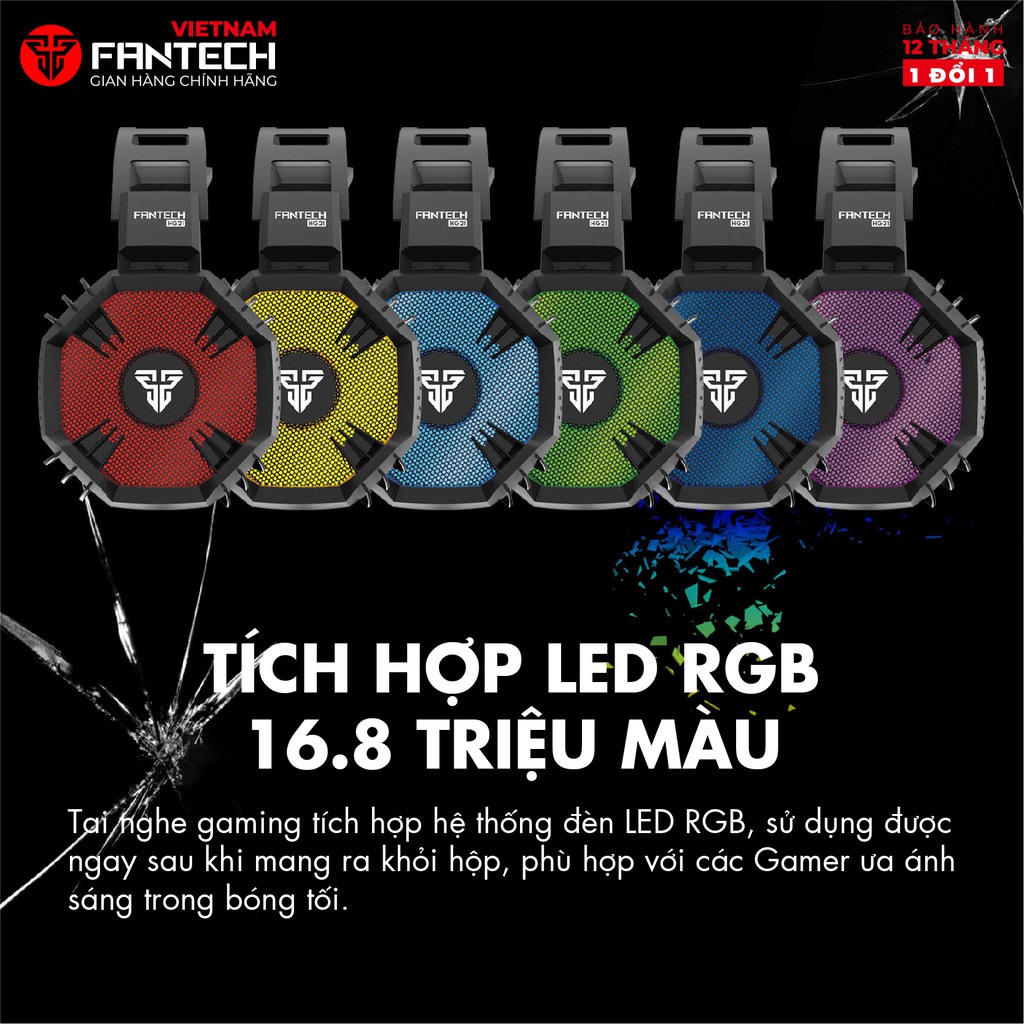 Tai nghe chơi Game chụp tai âm thanh vòm 7.1 LED RGB cho Game thủ FANTECH HG21 - Hãng phân phối chính thức