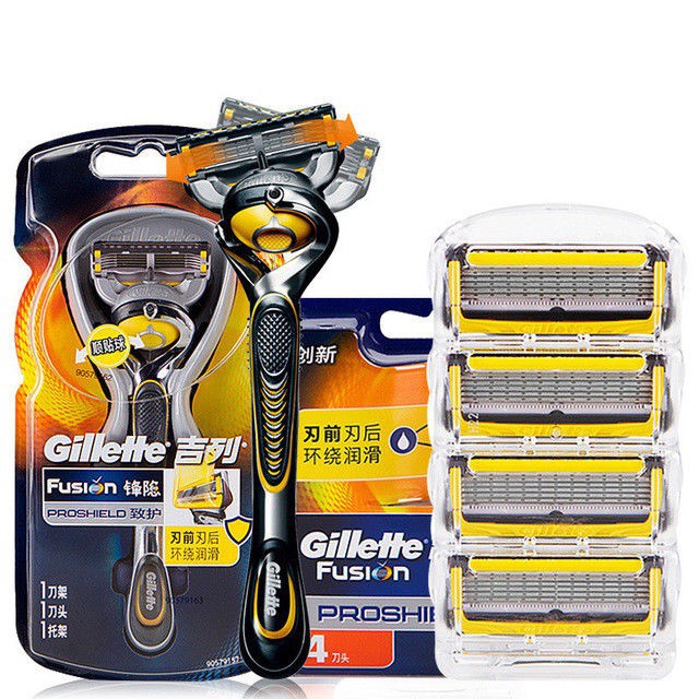 Bộ dạo cao râu Gillette Fusion Proshield 5+1 và 6 lưỡi thay thế Japan