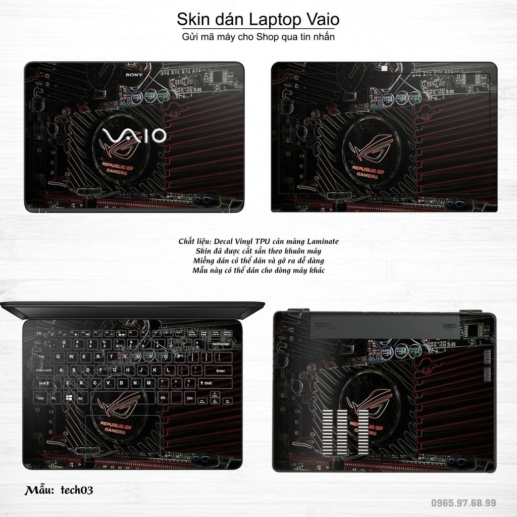 Skin dán Laptop Sony Vaio in hình Công nghệ (inbox mã máy cho Shop)