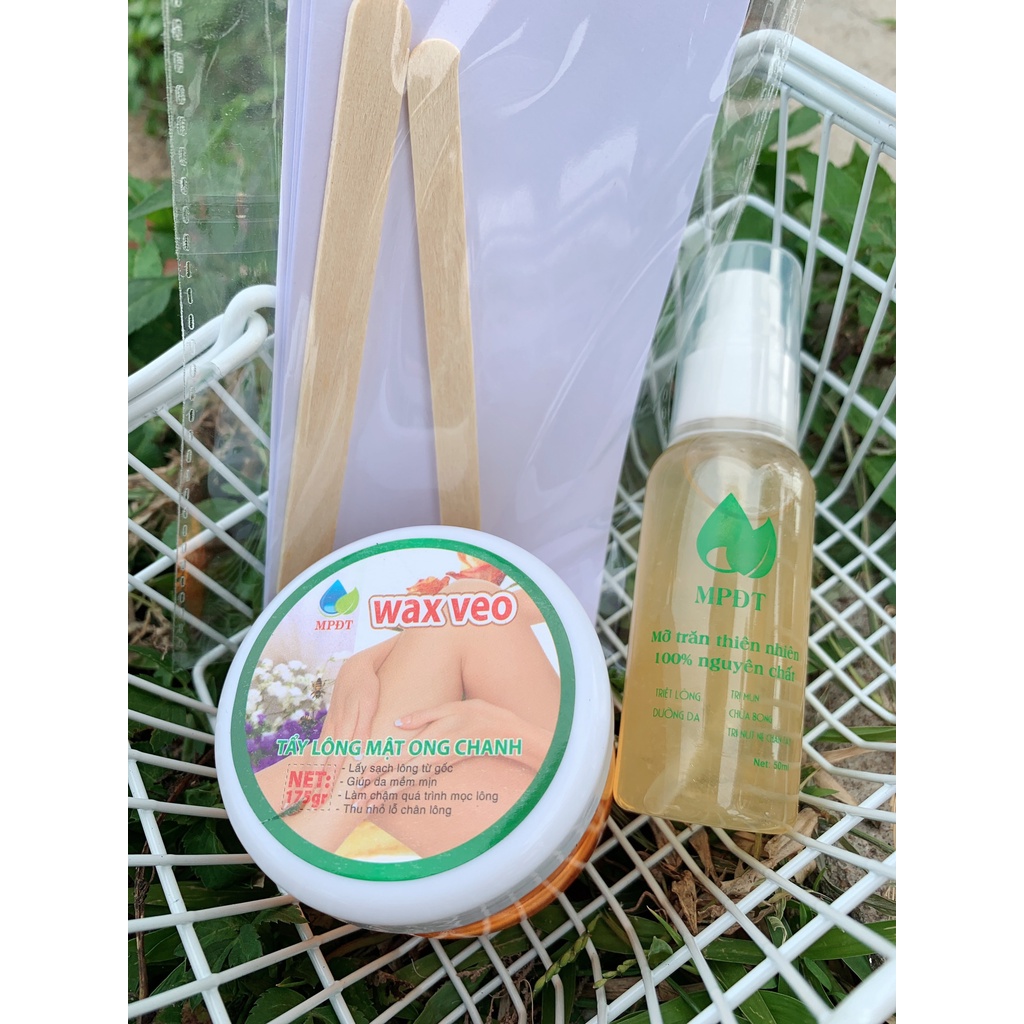 Combo triệt lông vĩnh viễn Wax + Mỡ Trăn. Tẩy lông handmade an toàn tặng kèm bộ dụng cụ wax mới Hàng Mới Cập Nhập