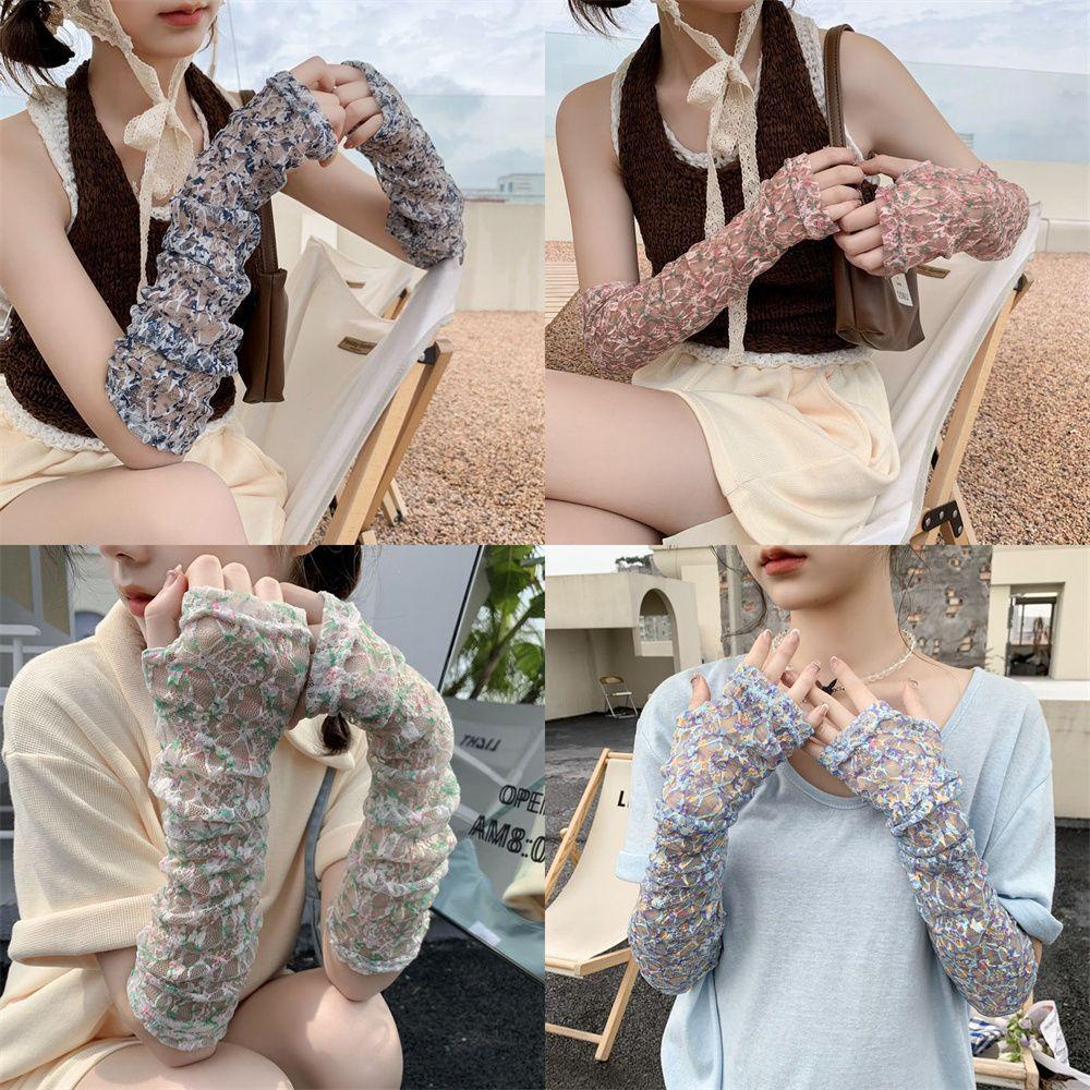 MUVAKO Găng Tay Chống Nắng Và Tia UV Bằng Lụa Lạnh Dáng Rộng Dành Cho Bạn Nữ Lái Xe Thể Thao Ngoài