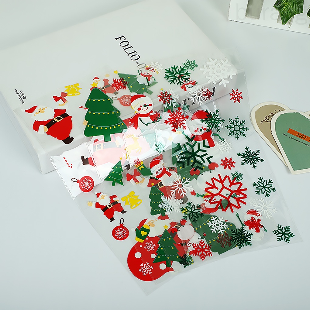 Set 50 túi đựng bánh kẹo nhiều màu sắc phong cách giáng sinh