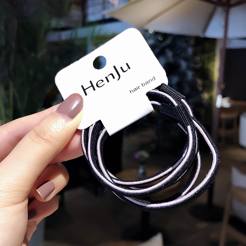Set 5 Dây Buộc Tóc Co Giãn Nhiều Màu Sắc Phong Cách Hàn Quốc Cho Nữ