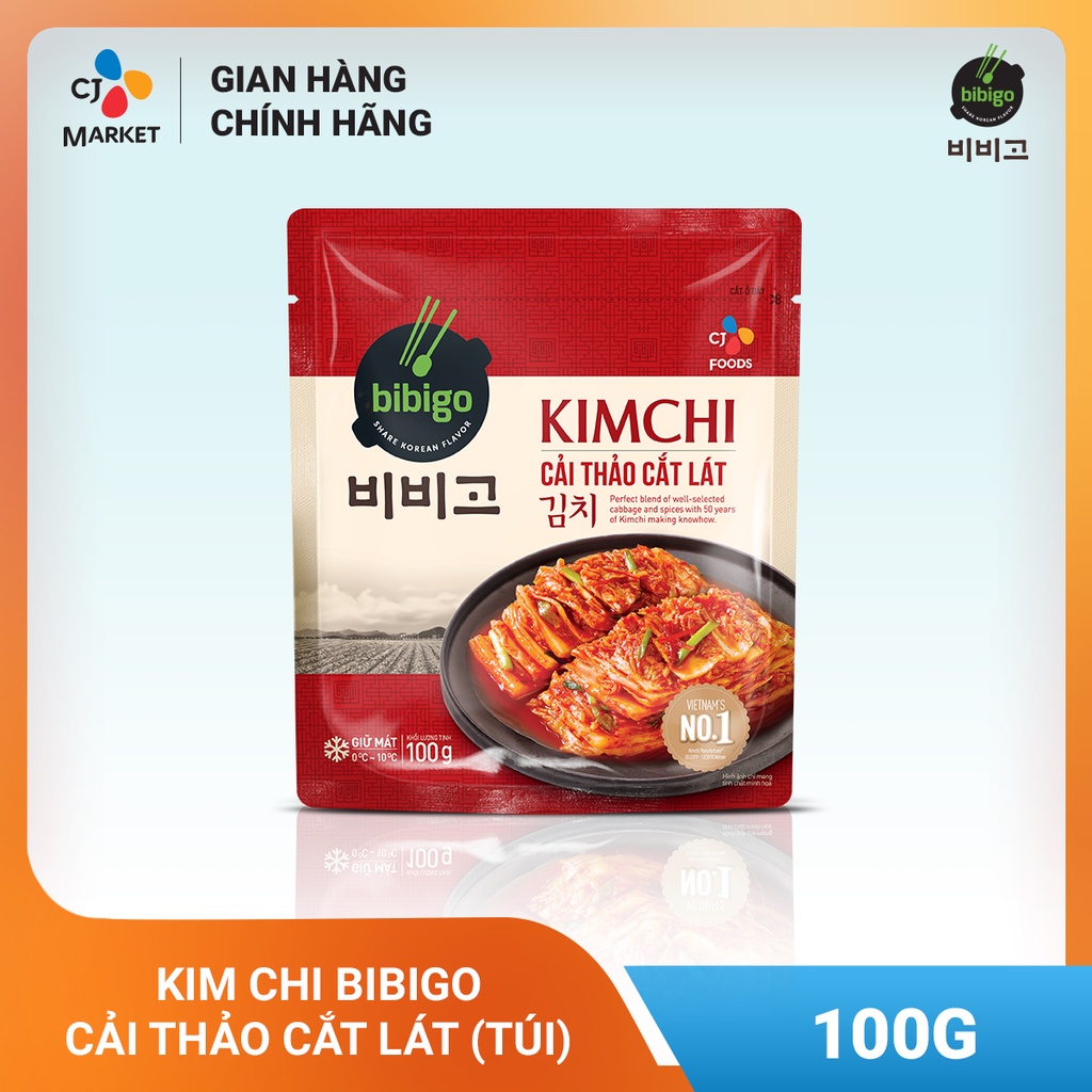 [Tặng Kimchi đơn từ 199k] Kim chi Hàn Quốc Bibigo cải thảo cắt lát - Túi 100g