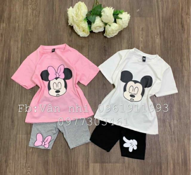 Set chuột Mickey sành điệu bé gái 7-19kg QATE281