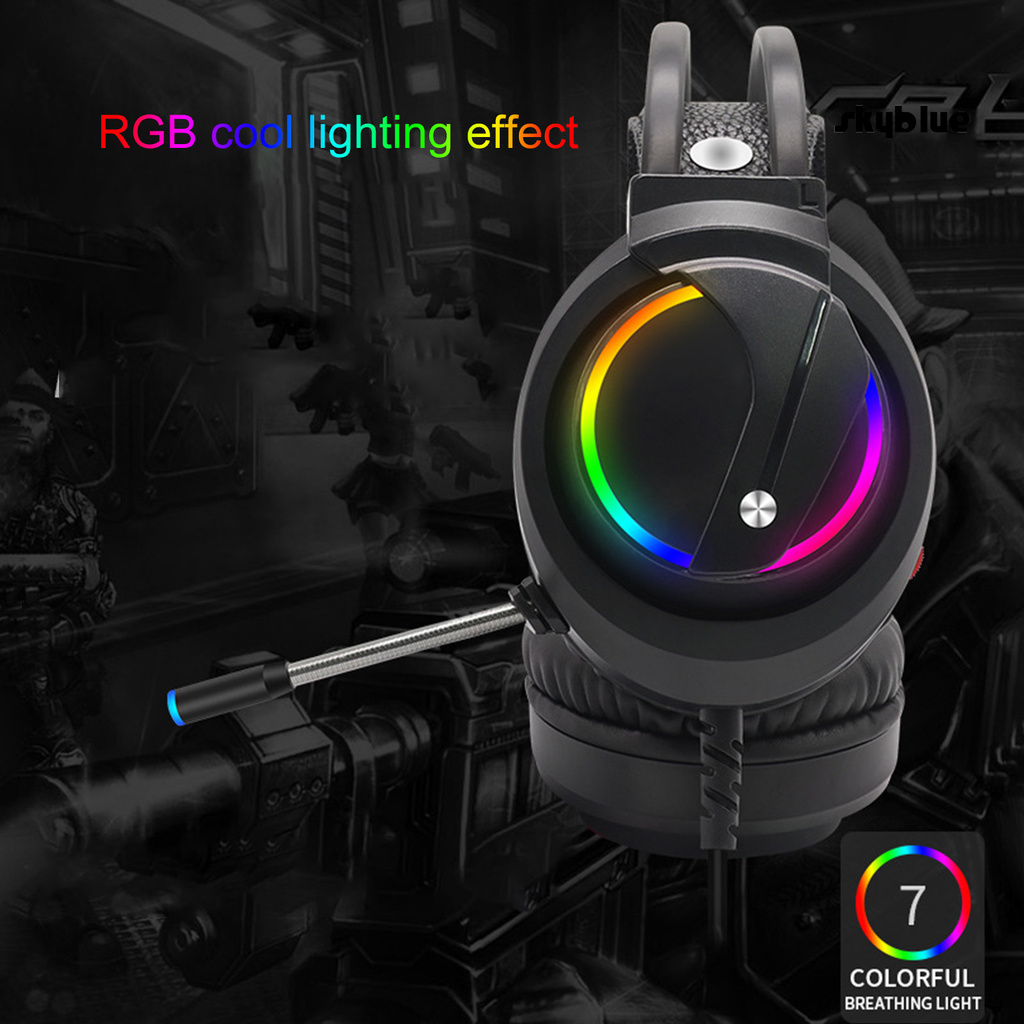 [SK]K1 RGB Lighting LED Backlit Headphone USB Gaming Headset with Microphone for Desktop Computer