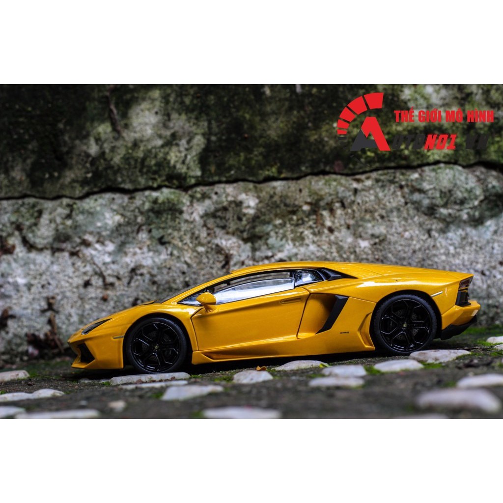 MÔ HÌNH XE LAMBORGHINI AVENTADOR LP700-4 YELLOW 1:24 WELLY 1185