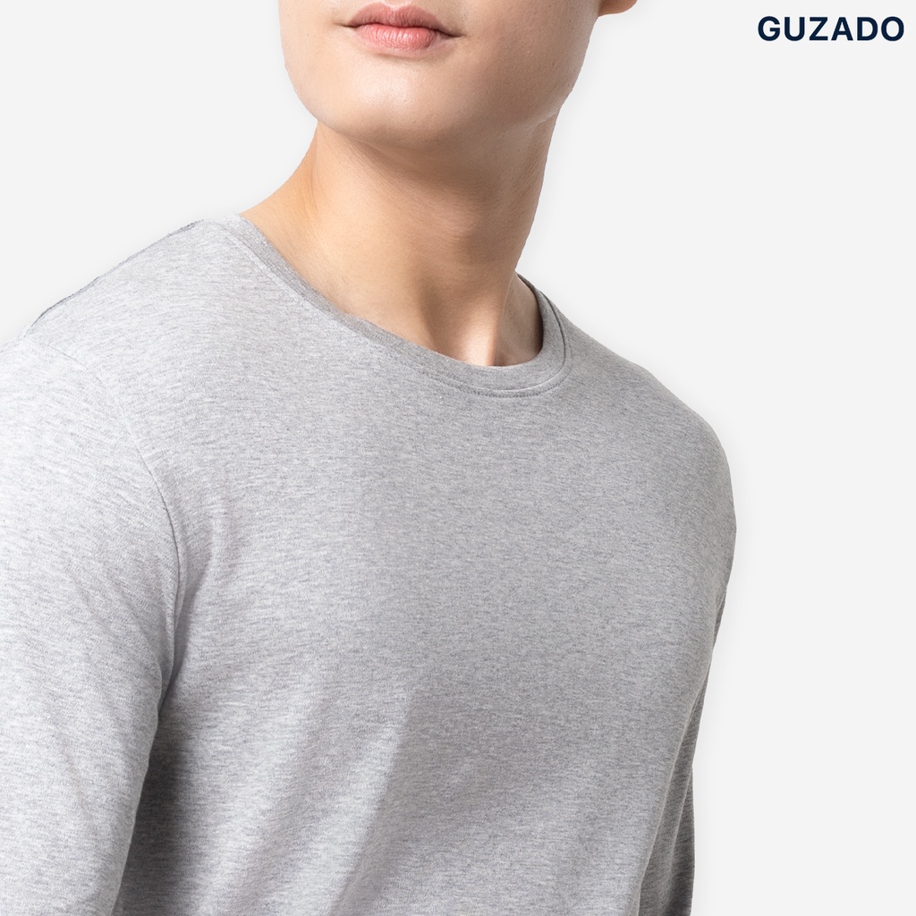 Áo sweater giữ nhiệt dài tay nam thu đông GUZADO Chất Cotton CVC Cao Cấp Co giãn 4 Chiều, vận động thoải mái GTD216