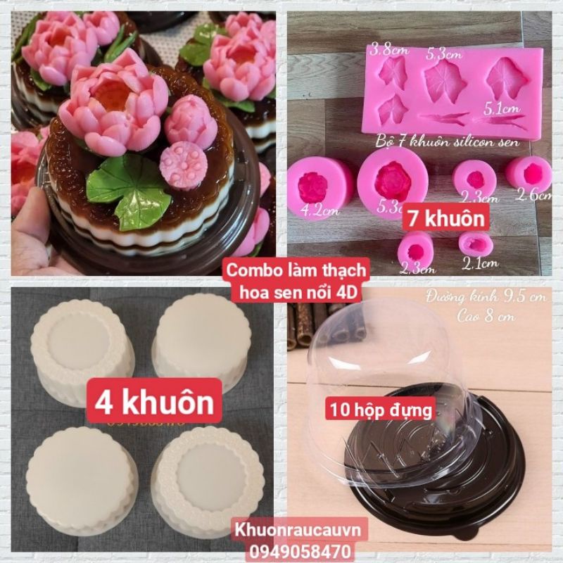 Combo khuôn hộp đựng làm thạch rau câu trung thu hoa sen nổi trung thu 2022