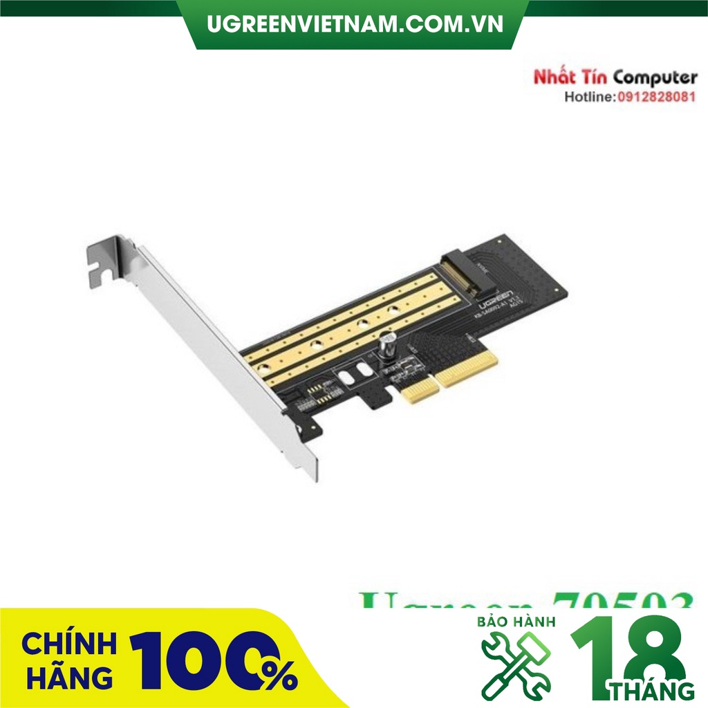 Card chuyển đổi ổ cứng SSD NVMe M.2 PCIe 2280 to PCI-E 3.0 4X Ugreen 70503 cao cấp