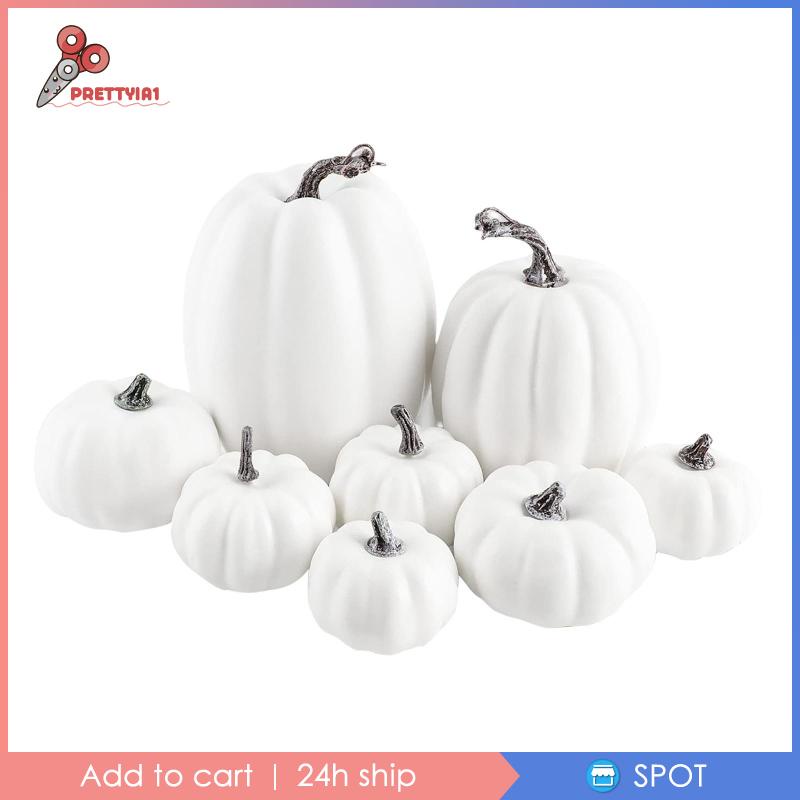 1 [Prettyia1] 8 Bí Ngô Nhân Tạo Trang Trí Bàn Tiệc Halloween