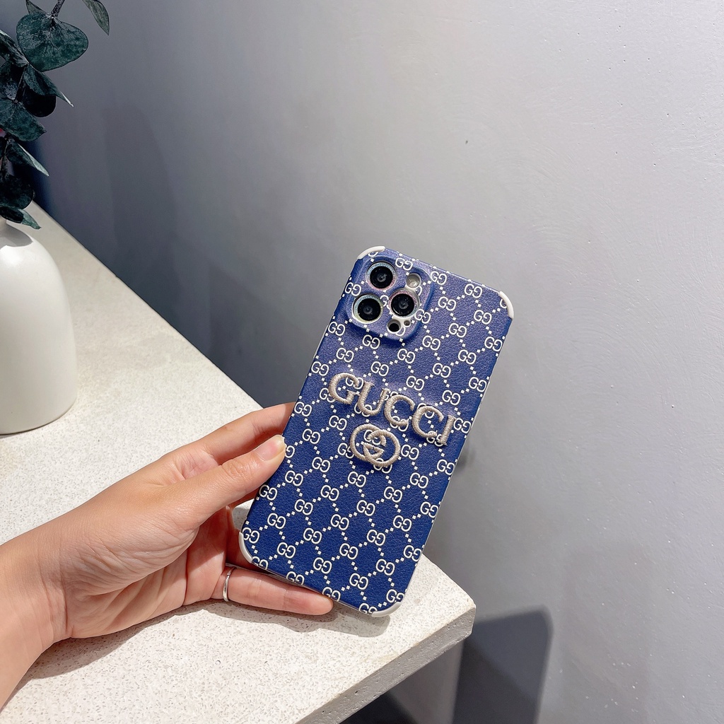Ốp da thêu chống sốc G.ucci xanh dương iphone X/Xs/Xsmax/11/11promax/12/12pro/12promax/13/13pro/13promax