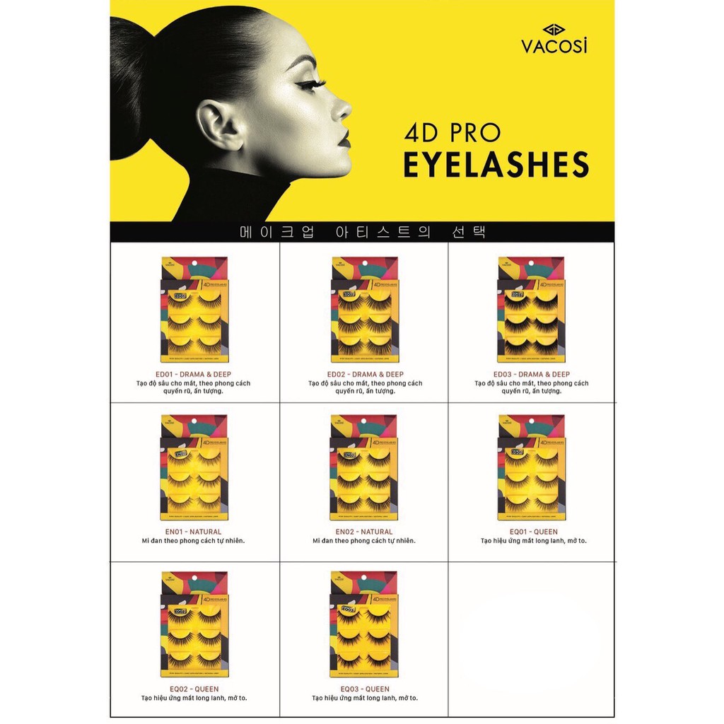 Hộp 3 cặp lông mi giả Vacosi 4D Pro Eyelash Hàn Quốc