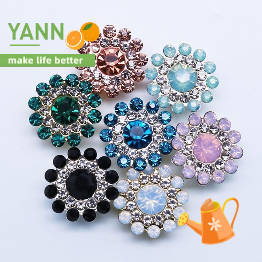 10 Cái Tự Làm 14mm|Nút Quần Áo Bằng Thép Trang Trí Quần Áo|Kính|Phụ Kiện Trang Trí Mũ Hình Hoa Lấp Lánh Nhiều Màu Sắc