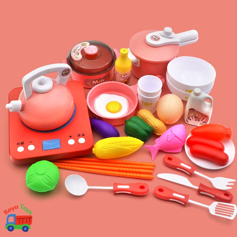 Đồ chơi nấu ăn cho bé gái bé trai Play House 36 chi tiết bằng nhựa ABS an toàn cho trẻ em, quà tặng sinh nhật