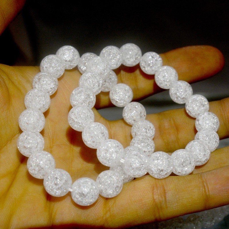 Vòng tay chuỗi đá mã não bông tuyết trắng