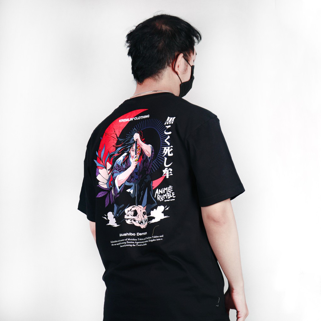 Áo Thun Tay Ngắn Dáng Rộng In Họa Tiết Hoạt Hình Demon Slayer Kokushibo Plus Size