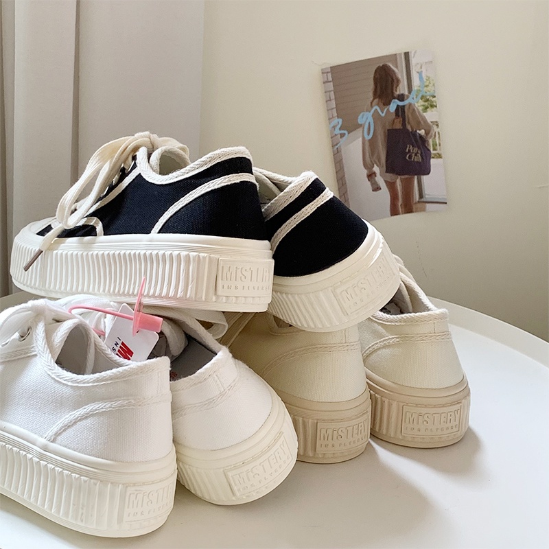 Mistery GiàY Thể Thao Nữ GiàY TrắNg Giày Bánh Quy Độ Dày 3 Cm MIS-804