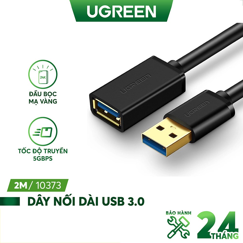 Dây nối dài USB 3.0 mạ vàng dài từ 1-3m UGREEN US129 dây dạng dẹt và tròn