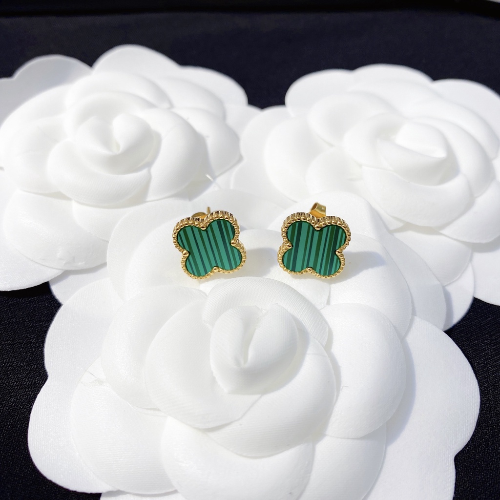 Bông tai nữ vàng Titan không gỉ và khảm xà cừ cá tính Ròm House phong cách Hàn Quốc - ms7903