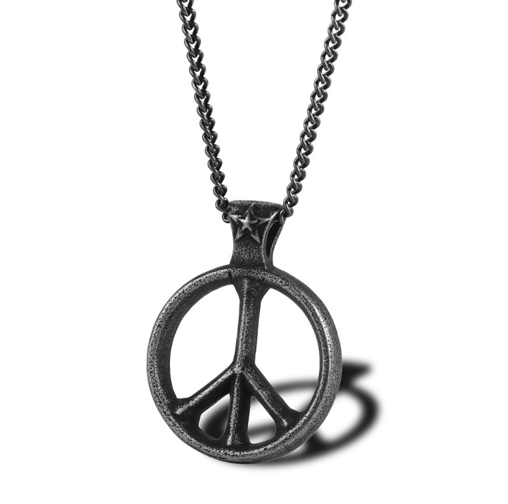 Dây Chuyền Thép Titan Mặt Logo Anti War Peace Logo Phong Cách Vintage Cho Nam Và Nữ