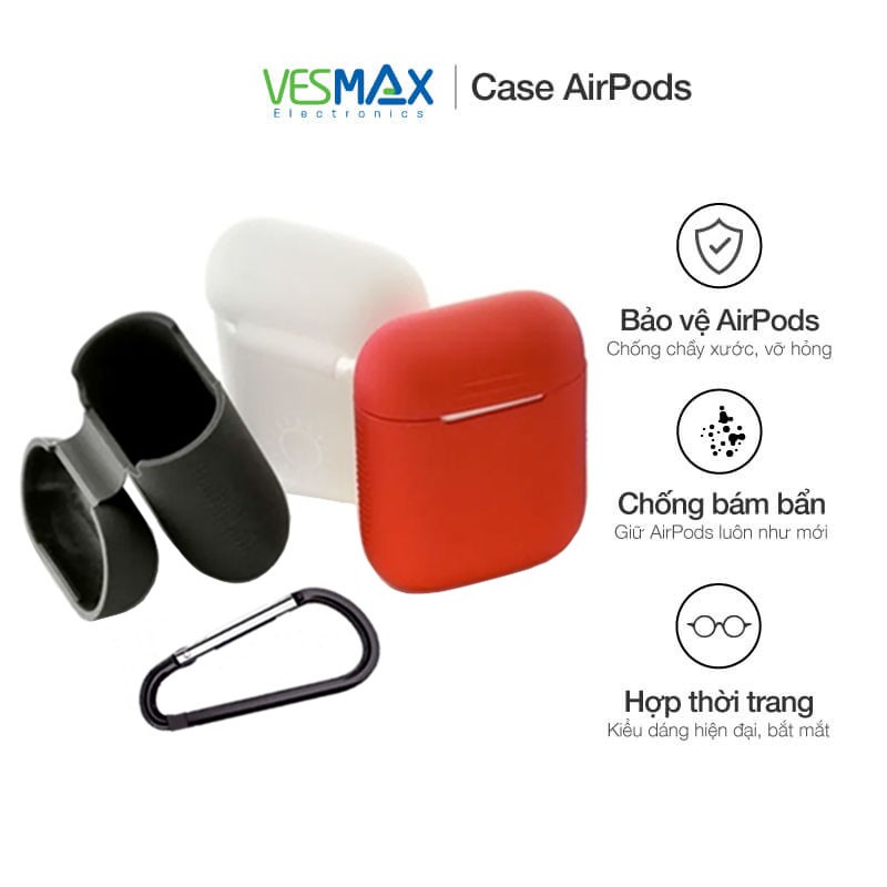 Case Airpods trơn chất liệu silicon dẻo, vỏ ốp đựng bảo vệ tai nghe bluetooth Airpod 1/2