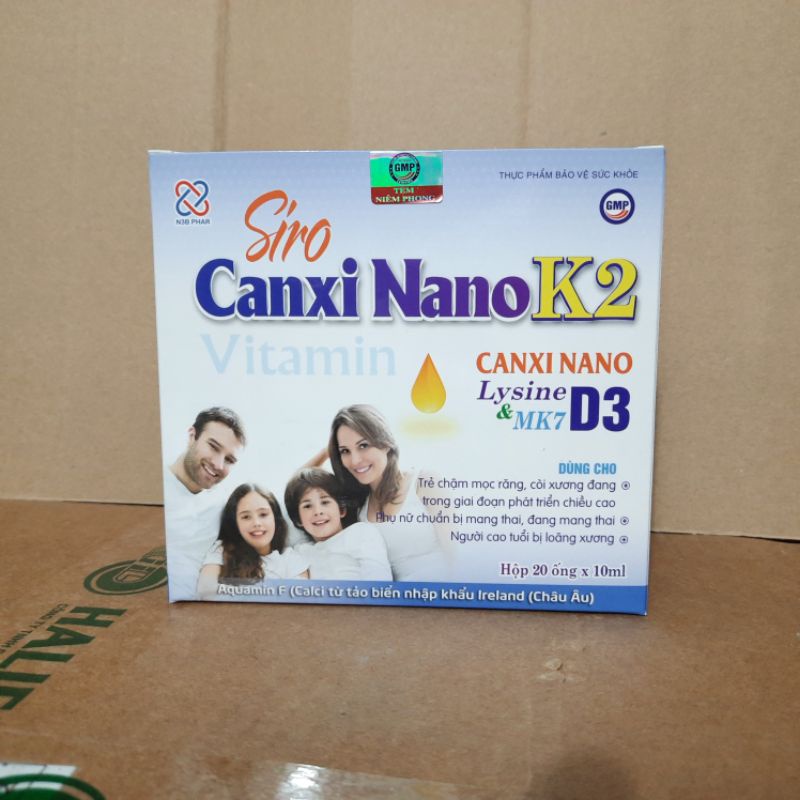 Hộp 20 ống - Siro canxi ống cho trẻ từ 0 tháng tuổi bổ sung Vitamin D3 K2 MK7 - Siro CANXI NANO K2 - AQUAMIN F