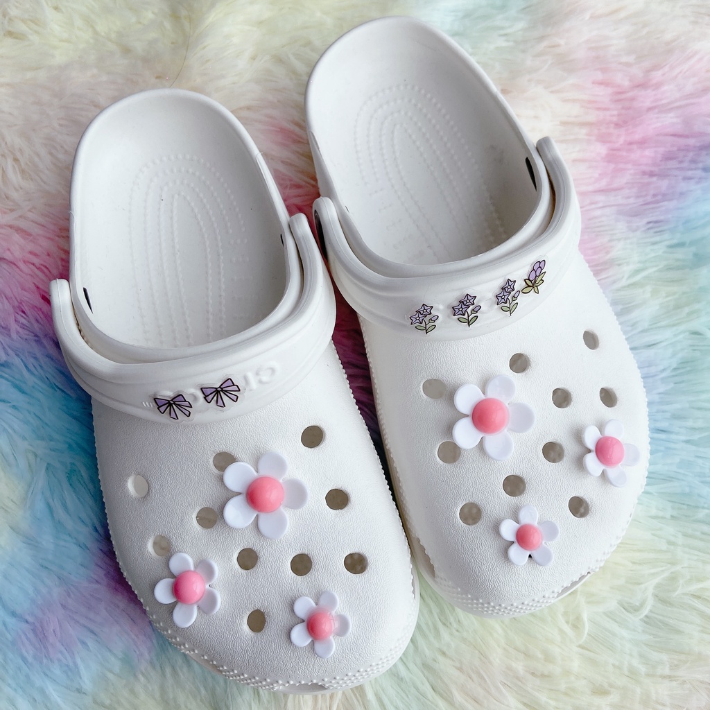 crocs sticker Set 8 Phụ Kiện Nút Giày Màu Đenshoes sticker Accessories Stickers Sandals Shoe Decoration
