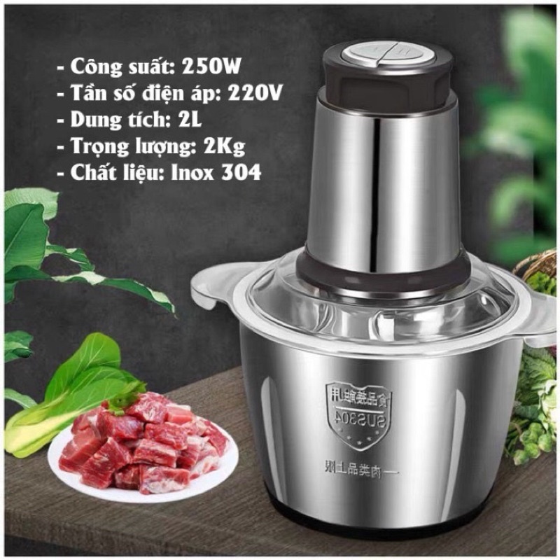 Máy xay thịt, xay sinh tố đa năng cối inox 304 FOOD chính hãng - xay thịt cá, sinh tố và xay đá viên