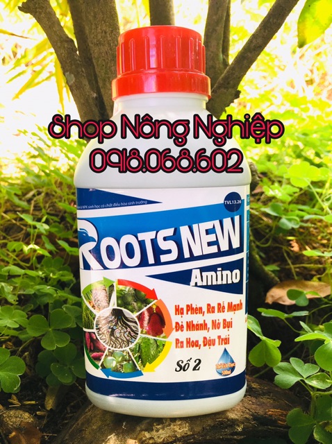 Phân bón lá, tưới rễ Roots New Amino 500ml dùng cho 400 lít nước