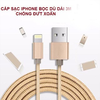 Dây sạc điện thoại dài 3m chân Lightning Iphone, Micro USB Android - Phukienleduy