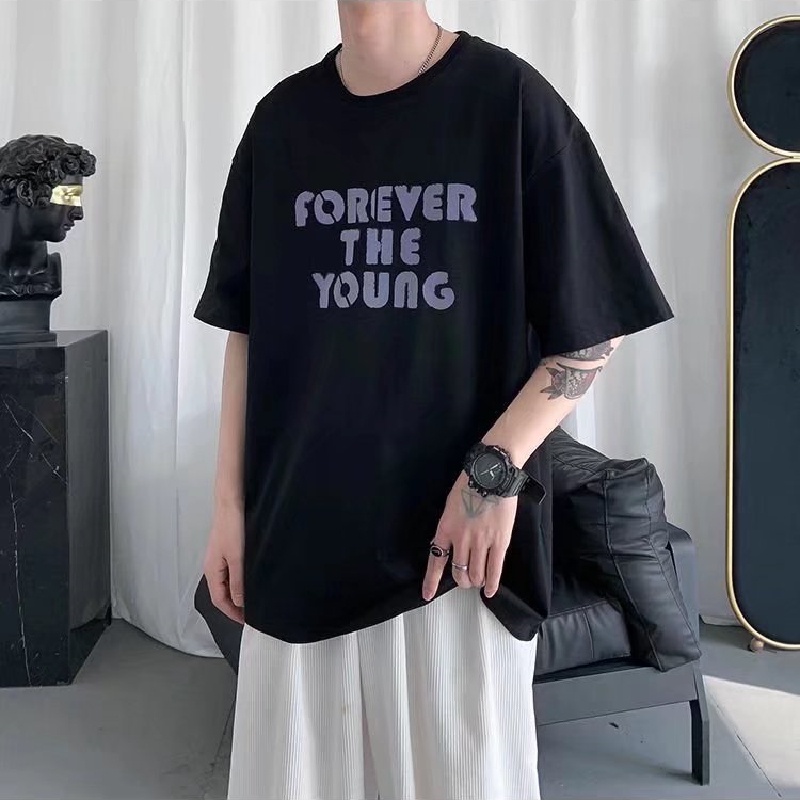 Áo Thun Tay Ngắn Dáng Rộng In Chữ Thời Trang Mùa Hè Cho Nam Và Nữ Size M-8XL