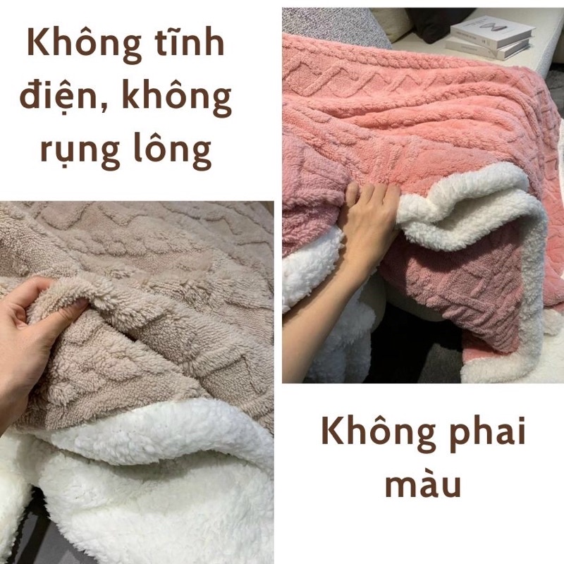 Chăn Lông Cừu Tafurong  2 Lớp Len Và Lông Cừu Dày Đẹp, Kích thước 2mx2m3, hàng nhập khẩu cao cấp