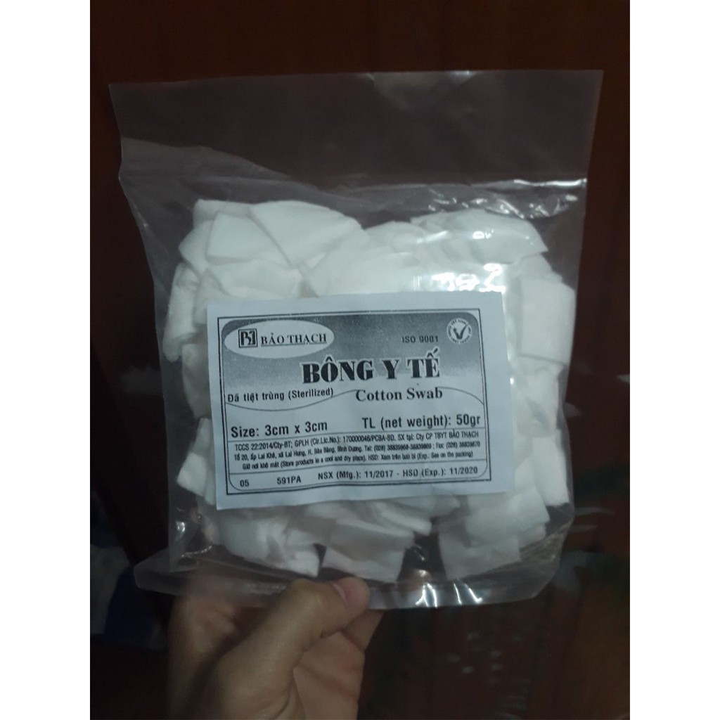 (SẴN HÀNG) Bông tiêm cắt tiệt trùng Bảo Thạch 2cmx2cm gói 10g