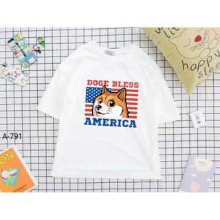 Áo Thun Nam Nữ Tay Lỡ Unisex Phông Trơn Oversize Form Rộng Basic Tee Hình DOG AMERICAN