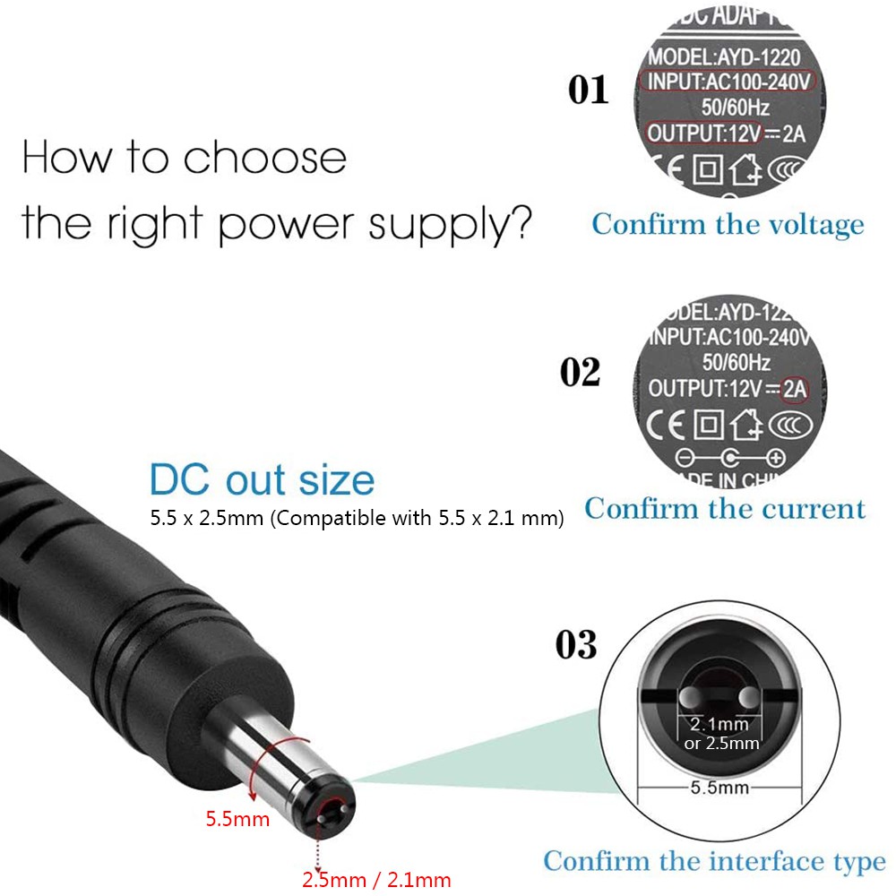 Bộ Sạc Ac / Dc 5v 12v 1a 2a 3a 100-240v Phích Cắm Uk Chuyên Dụng Cho Camera An Ninh