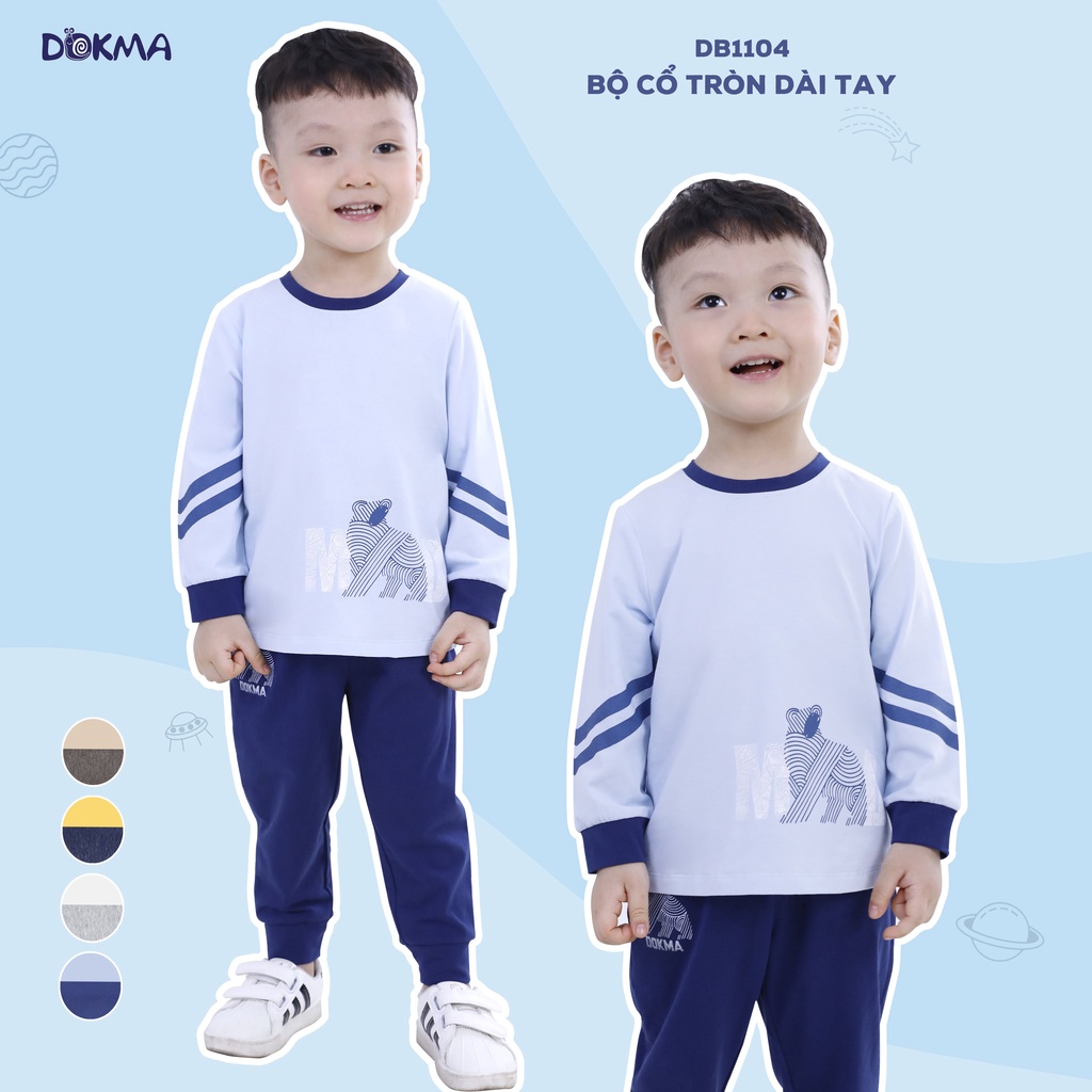 Dokma 2022 -Bộ cổ tròn Kid họa tiết kẻ sọc cho bé trai từ 2 tuổi đến 6 tuổi