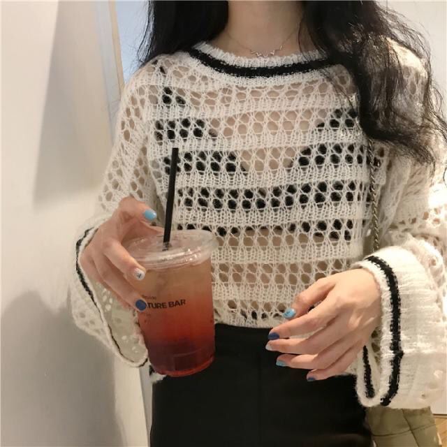 Áo Dệt Kim Form Rộng Phong Cách Hàn Quốc Xinh Xắn Cho Nữ