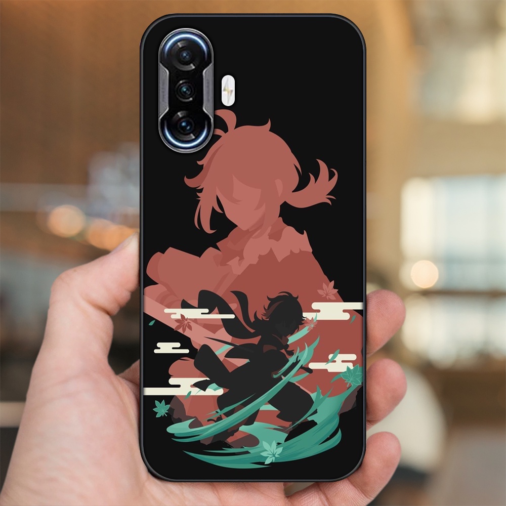 Ốp lưng Xiaomi K40 Gaming viền đen in hình Kazuha Genshin Impact