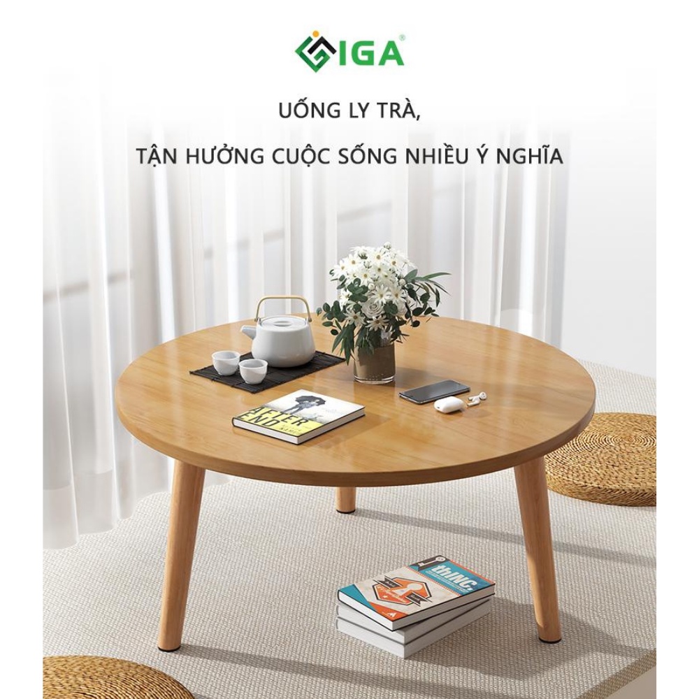 Bàn trà sofa ngồi bệt chân gỗ sồi tự nhiên có 2 màu lựa chọn (Trắng - Vàng) - gp74