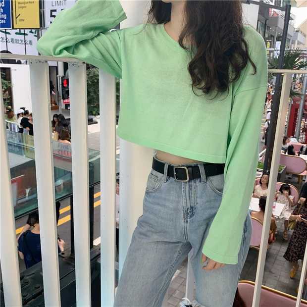 (độc hot) ÁO THUN CROPTOP TRƠN TAY DÀI 6 MÀU ULZZANG