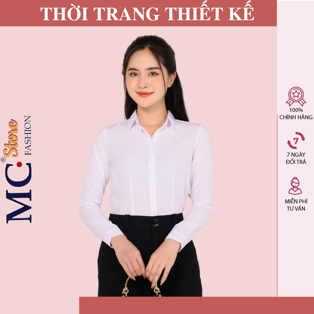 Áo Sơ Mi Nữ Trắng Dài Tay MC Fashion Công Sở Dáng Ôm Vải Lụa Siêu Đẹp Thanh Lịch A0074, A636