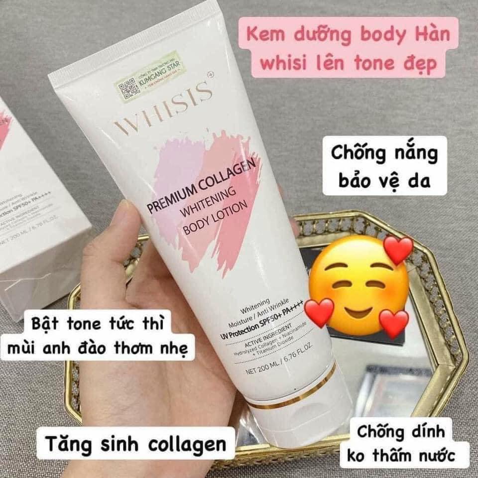 Kem Dưỡng Thể Trắng Da WHISIS Chống Nắng - Premium Collagen Whitening Body Lotion 200ml
