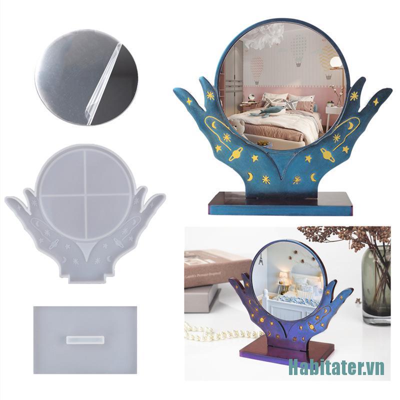 【Habitater】Mirror DIY Crystal Resin Epoxy Silicone Mold Hand Makeup Mirror Desktop Mold